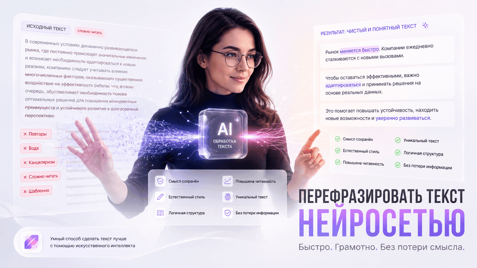 Перефразировать текст нейросетью: понятно, а не просто иначе