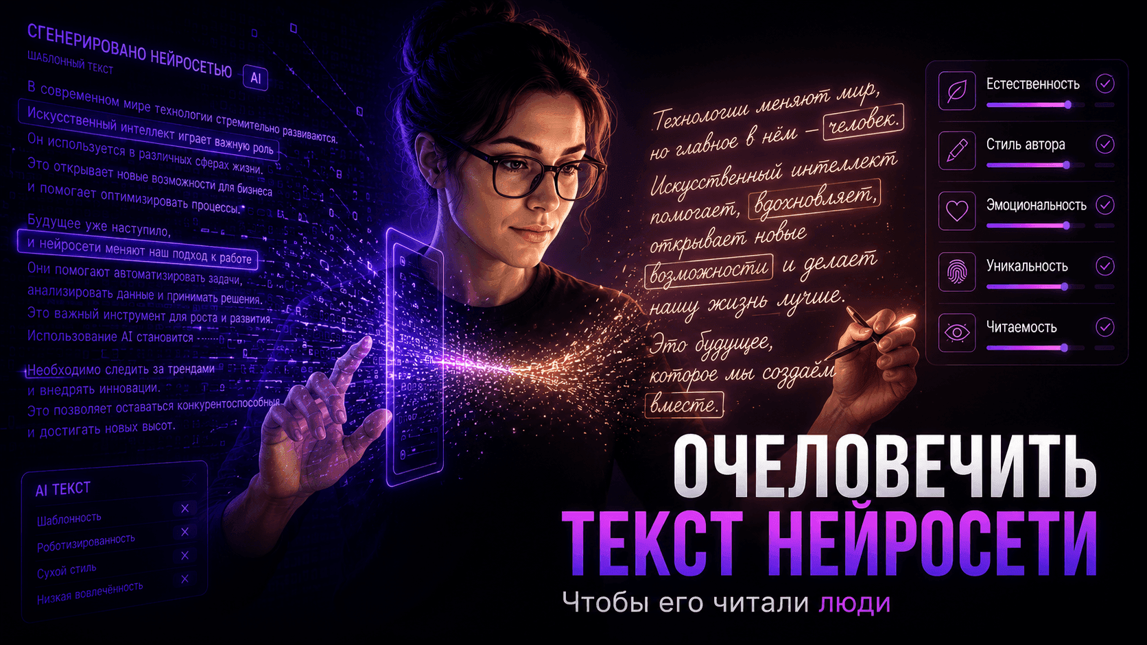 Очеловечить текст нейросети: убрать гладкую мертвечину